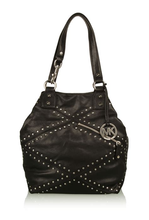 michael kors black shoulder bag|michael kors black studded bag.